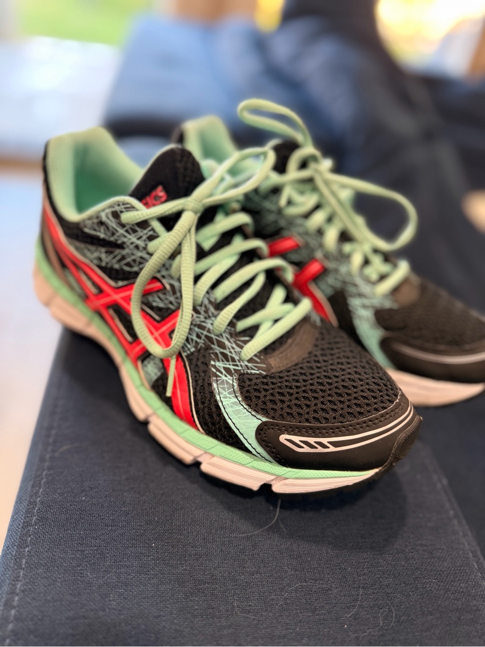 Asics Black Mint Green and Red Women's Running Shoes